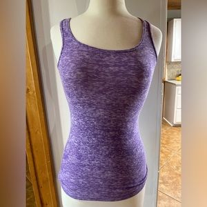 Purple and white tank top.